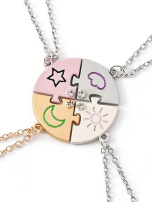 Celestial BFF Puzzle Necklaces-4Pcs Best Friends Gift