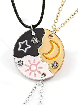 Sun Moon Star BFF Matching Necklaces-3 Best Friends