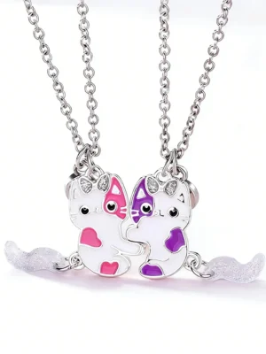 Cute Kitty BFF Necklaces-2Pcs Best Friend Pendant Gift