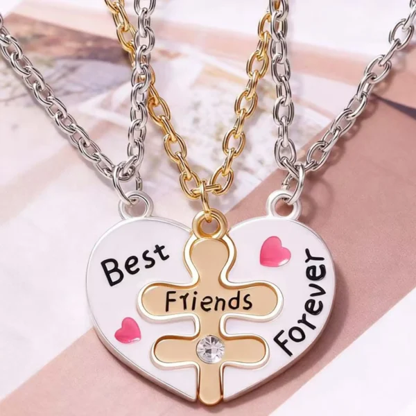 Best Friends Forever BFF Necklaces-3 Piece Split Heart Pendant