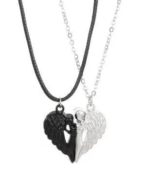 Angel Wing Heart BFF Necklaces for 2 Best Friends