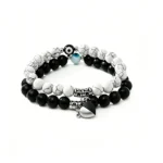 Magnetic Heart Bracelets Evil Eye Matching Beaded Set
