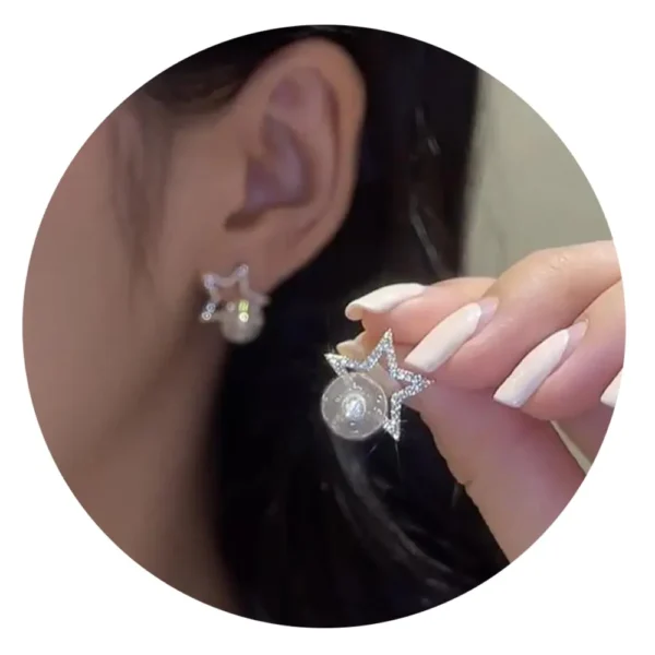 Rotating Star Flower Zircon Earrings