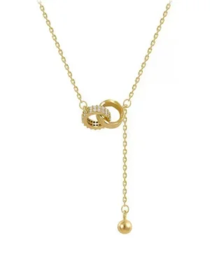 For Love- Interlocked Diamond Tassel Necklace