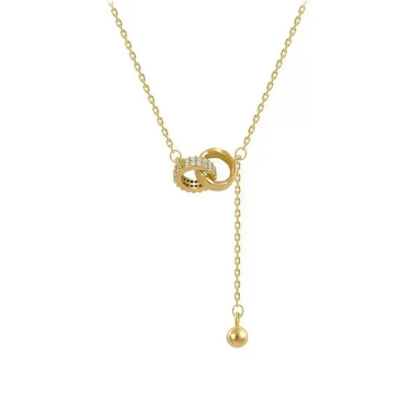 For Love- Interlocked Diamond Tassel Necklace