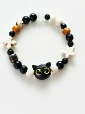 Cut Cat Beaded Bracelet Adjustable Cat Eye Jewelry