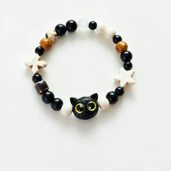 Cut Cat Beaded Bracelet Adjustable Cat Eye Jewelry
