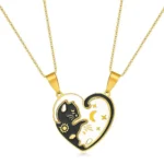 Cat BFF Matching Necklaces Friendship Gift Jewelry