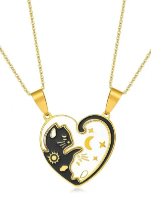 Cat BFF Matching Necklaces Friendship Gift Jewelry