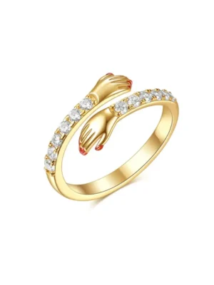 Hug Ring For Women BFF Best Friend Crystal Open Jewelry Gift
