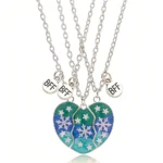 BFF Matching Heart Necklaces Glitter Star Enamel Best Friend