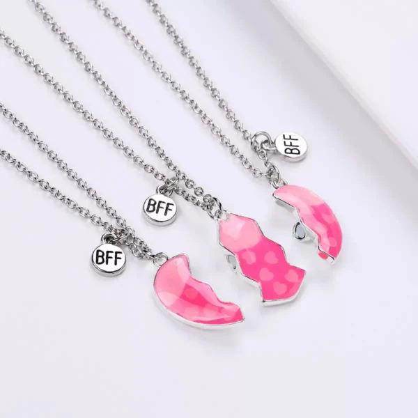 3Pcs Glow In Dark BFF Matching Heart Necklaces