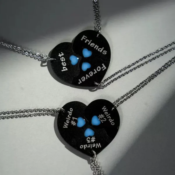 BFF Forever Puzzle Heart Necklaces for 3 Friendship