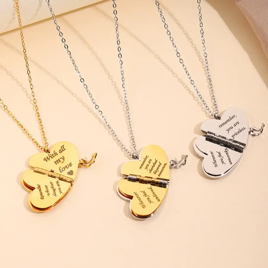 Engraved Heart Locket Necklace