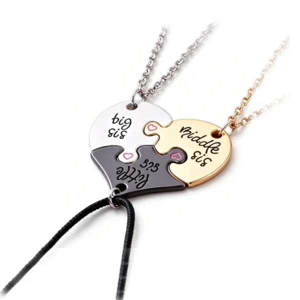 Sister Puzzle Necklaces - Big Middle Little Sis Jewelry