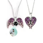 Custom Photo Projection Angel Wing Necklace (Purple)