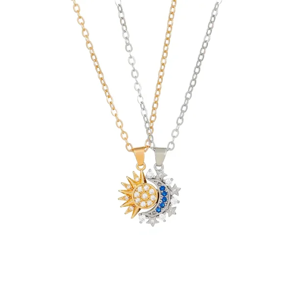 Sun Moon Magnetic Necklace Matching Zircon BFF Jewelry