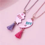 BFF Broken Heart Necklace,Tassel Pendant,Friendship Jewelry