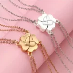 Heart Clover BFF Necklace ,Friendship Jewelry for 4 Best Friend