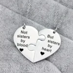 Sisters By Heart Necklace,BFF Puzzle Heart Pendant 2Pcs