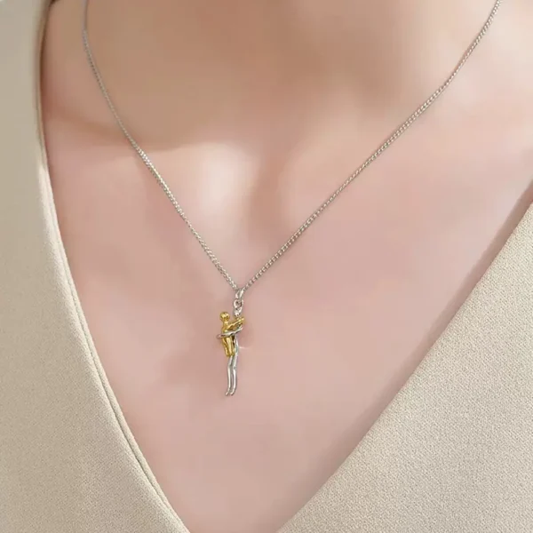 Mother Daughter Hugging Pendant Necklace, Family Love Jewelry
