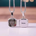 Custom Photo Heat Sensitive Necklace, Square Engraved Pendant