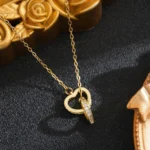 Heart Ring Necklace, Dainty Crystal Pendant Jewelry Gift