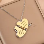 Engraved Heart Locket Necklace, Inspirational Quote Jewelry