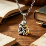Girl Hugging Dog Necklace