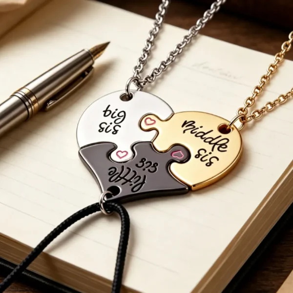 Sister Puzzle Necklaces - Big Middle Little Sis Jewelry