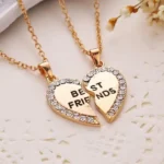 Best Friend Necklace Set - Rhinestone Split Heart BFF Jewelry