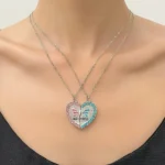 Butterfly Split Heart BFF Necklace for 2 Best Friend