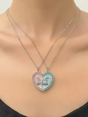 Butterfly Split Heart BFF Necklace