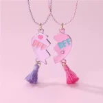 BFF Broken Heart Necklace,Tassel Pendant,Friendship Jewelry