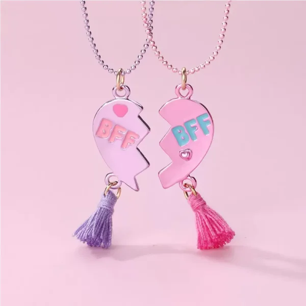 BFF Broken Heart Necklace,Tassel Pendant,Friendship Jewelry