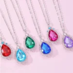 Teardrop Crystal Pendant Necklace for 6 Best Friends