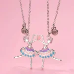 Ballerina BFF Necklace,Ballet Dancer Pendant for 2 Best Friend