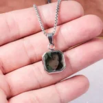 Custom Photo Heat Sensitive Necklace, Square Engraved Pendant