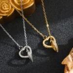 Heart Ring Necklace, Dainty Crystal Pendant Jewelry Gift