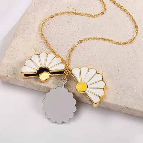 Custom Daisy Locket Necklace, Personalized Photo Engraved Name Pendant