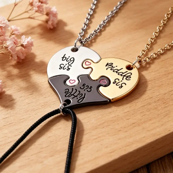Sister Puzzle Necklaces - Big Middle Little Sis Jewelry