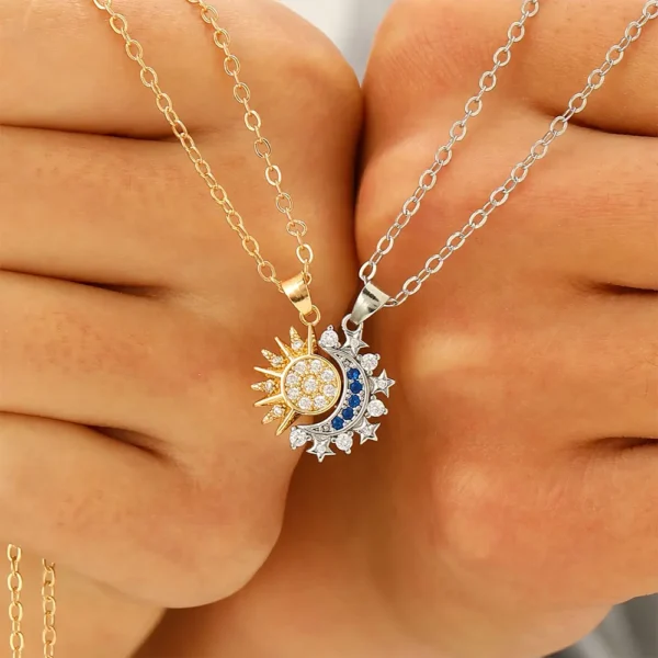 Sun Moon Magnetic Necklace Matching Zircon BFF Jewelry