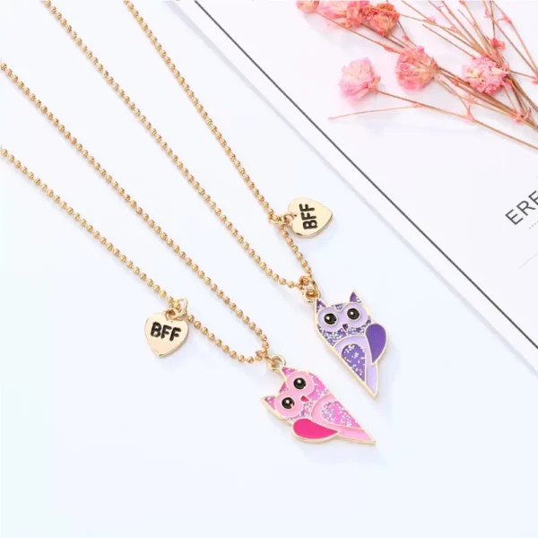 BFF Owl Necklace,Friendship Pendant,Best Friend Jewelry