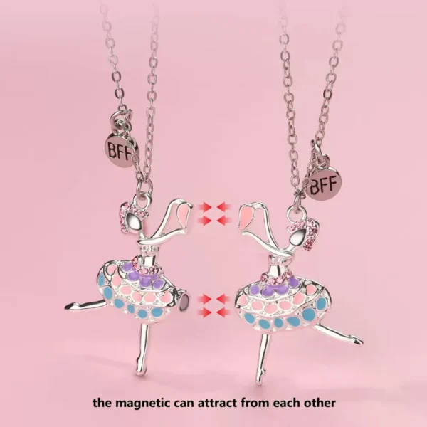 Ballerina BFF Necklace,Ballet Dancer Pendant for 2 Best Friend