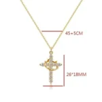 Paved Zircon Cross Rotated Crown Necklace