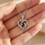 Custom Photo Projection Necklace, Heart Pendant