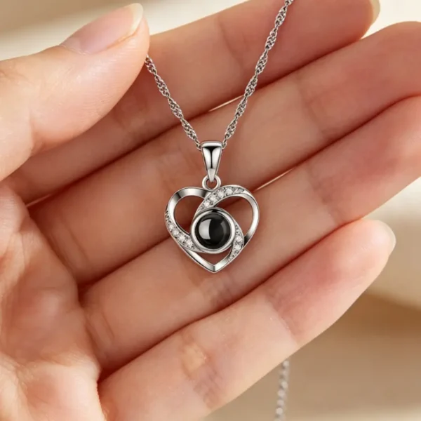 Custom Photo Projection Necklace, Heart Pendant