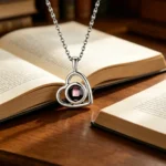 Custom Photo Projection Necklace - Personalized heart pendant (Silver)