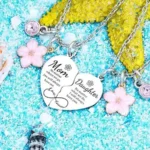 Mom Daughter Matching Necklaces with Flower & Crystal Charms