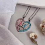 Butterfly Split Heart BFF Necklace for 2 Best Friend